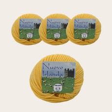 라나가또 누오보 순모 아일랜드 퓨어울 뜨개실 4P, 2520 옐로우