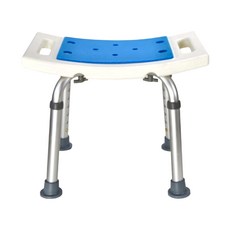 橙尚方型舒壓防滑加厚浴室椅 升級鋁合金款 A024, 白色 + 藍墊