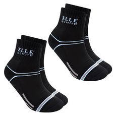 ELLE HOMME 彩條厚底透氣運動襪 2雙, 25~27cm, 黑色