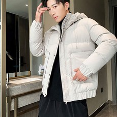 男款運動風刺繡點綴連帽大口袋外套 #M006