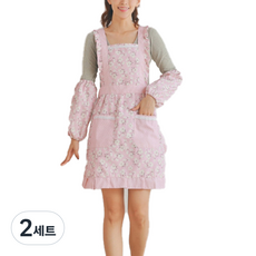 프릴 꽃무늬 앞치마 + 팔토시 세트, TYPE06, 2세트