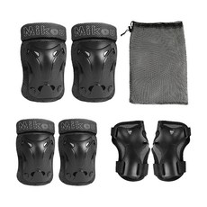 Mikou 兒童運動護具三件組 附收納袋 黑色, 1組, 黑色的