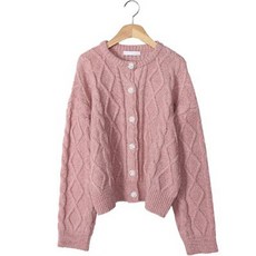 LINDASHOP 女款寬鬆扭紋針織開襟衫 CD1774K1C