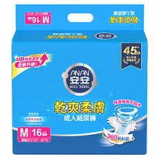 安安 乾爽柔膚成人紙尿褲, M, 16片, 1包