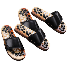 Okoro 鵝卵石足部按摩拖鞋 270~275mm, 黑色, 2個