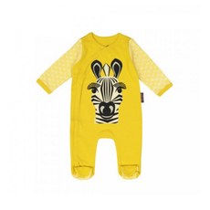 Coqenpate 乖乖睡套裝組 法國有機棉寶寶童趣連身兔裝 GOTS認證 含同色寶寶帽, 12m, 斑馬