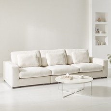 채움가구 플레노 아쿠아텍스 4인용 소파 + 전용쿠션 3p 세트 방문설치, 아이보리