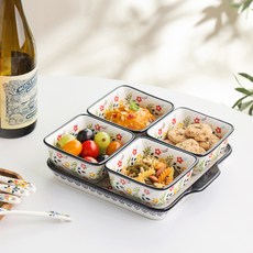 프라카 악센트볼 세트 5p, 캐롤리나, 사각접시 1p + 사각미니볼 4p, 1세트