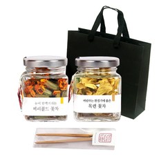 TEA OVER FLOWERS 花茶禮盒 2種, 金盞花8g+玉蘭花3g+茶葉夾+購物袋, 1組