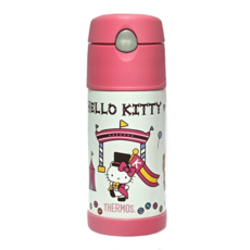 THERMOS 膳魔師 吸管式不鏽鋼真空保冷瓶, 白色 + 粉色, 370ml, 1個