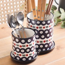 MAISON OBJET 波蘭風餐具陶瓷收納筒組, 1套, 孔雀