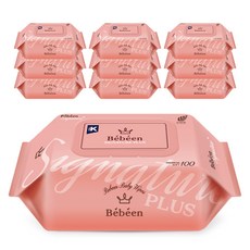 베베앙 시그니처 플러스 유아물티슈 캡형, 52g, 100매, 10개