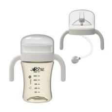 JOONIE 360度PPSU學習杯l+吸管杯蓋組, 白色, 1組, 210ml