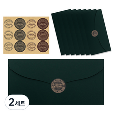 Good given 高級柔軟天鵝絨零用錢信封 8入 + 4款貼紙 x 3入組, 2套, 深綠色