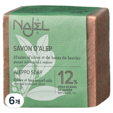 나젤 (프랑스) 월계수 오일 12% 모공 클렌징 알레포 비누, 6개, 200g