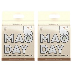 MAODAY 毛商行 D2 雙效益菌除臭松木豆腐砂 6L, 2包, 2.5kg, 無香