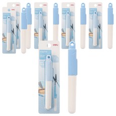 델리 휴대용 멀티 택배 컷터가위 77761, 화이트 블루, 6개