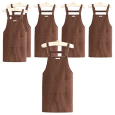 리빙홈 패브릭 스트라이프 앞치마, 브라운, 6개