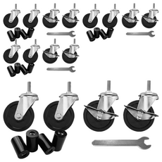 KI WISH 居家生活 75mm 工業輪 Set, 3英吋工業輪(兩活動+兩煞車輪+小扳手+腳管套), 鐵架配件, 一組四入, 台灣製造, 6K-936, 4組