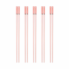 瑞典廚房 櫻花質感抗菌合金筷/環保筷/防滑筷組, 5雙筷子, 1組, 粉色