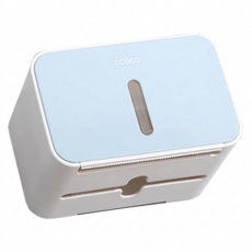 ecoco 意可可 北歐風簡約紙巾盒 575g, 藍色, 1個