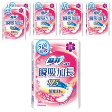 SOFY 蘇菲 瞬吸加長護墊 清新花香, 17.5cm, 28片, 6包