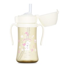 그로미미 노티드 PPSU 유아용 빨대컵 1단계, 300ml, 1개, 크림 버니
