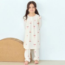 Maykids 幼童/青少年 女童 方塊兔 蜜桃絨發熱睡衣連身裙
