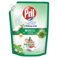 프릴 시크릿 오브 베이킹소다 주방세제 그린허브향 리필, 1L, 1개