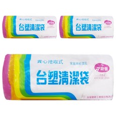 台塑實心捲取式清潔袋, 15L, 430 x 560mm, 72個, 3捲