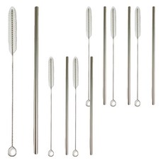 minono 米諾諾 316不鏽鋼吸管 附清潔刷2件組 吸管直徑0.6 x 28cm + 清潔刷24.5cm, 2件, 6組