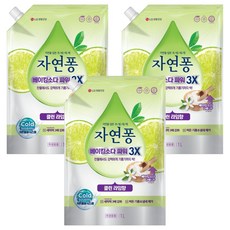 [비건라이프] 자연퐁 베이킹소다파워 3X 클린 라임향 리필, 1L, 3개