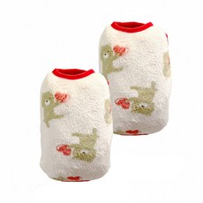 SassyDog 寵物保暖衣, 愛心熊 白色 + 紅色, 2件