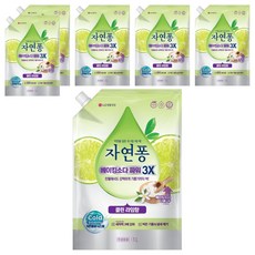 [비건라이프] 자연퐁 베이킹소다파워 3X 클린 라임향 리필, 1L, 6개