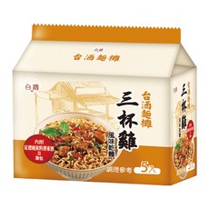 台酒麵攤 三杯雞風味乾麵 (Set 5包), 內附紅標純米料理米酒