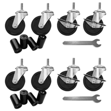 KI WISH 居家生活 輪徑50mm工業輪組, 2顆煞車輪+2顆活動輪+4個腳管套，適用鐵管6分管徑/M8牙, 6K-935, 2組