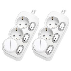 EcoPowerTap 韓國製造 LED 獨立開關3孔延長線 EPM-L203 + 安全保護蓋 2個, 1.5m, 混合顏色, 1個