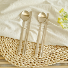 Nothyang 方字鍮器雙人烏龜湯筷2入組, 湯匙 2p + 筷子 2p, 金色