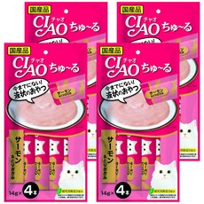 INABA CIAO 啾嚕 肉泥, 鮭魚 + 雞肉, 56g, 4袋