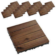 實木拼接地板 陽台露台花園室內適用 安裝拼接簡易 清新簡約, 原木色, 19片