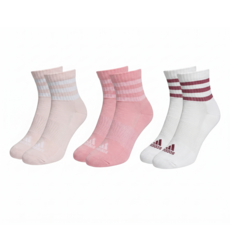 adidas 愛迪達 運動中筒襪 IZ0126 3雙入, 白色，粉色，紅色, 1組