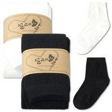 Sulrebal 孩童素色內搭長褲+中筒襪 各2雙