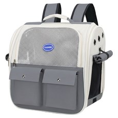 透氣雙肩寵物包/外出包, 1個, 深灰色