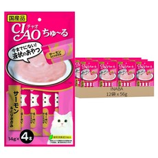INABA CIAO 啾嚕 肉泥, 鮭魚 + 雞肉, 56g, 12袋