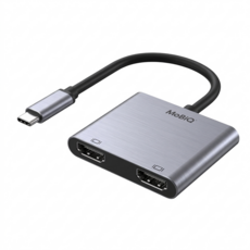MoBiQ 2埠 Type-C 4K HDMI 雙螢幕 多功能USB集線器 EM-2HP, 混合色