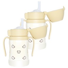 그로미미 원터치 스테인리스 빨대컵, 200ml, 2개, 돗꼼버터