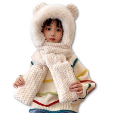 키즈트리 아동용 방한 보온 털 모자 + 목도리 세트 DM-156