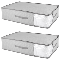 網格設計透窗棉被收納袋, 混色, 2個