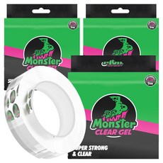 Monster Clear Gel 多用途超強矽膠透明雙面膠帶 3m, 透明, 3個
