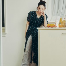 JUCY JUDY 女款花卉圖案連身裙 JZOP321I, 海軍藍